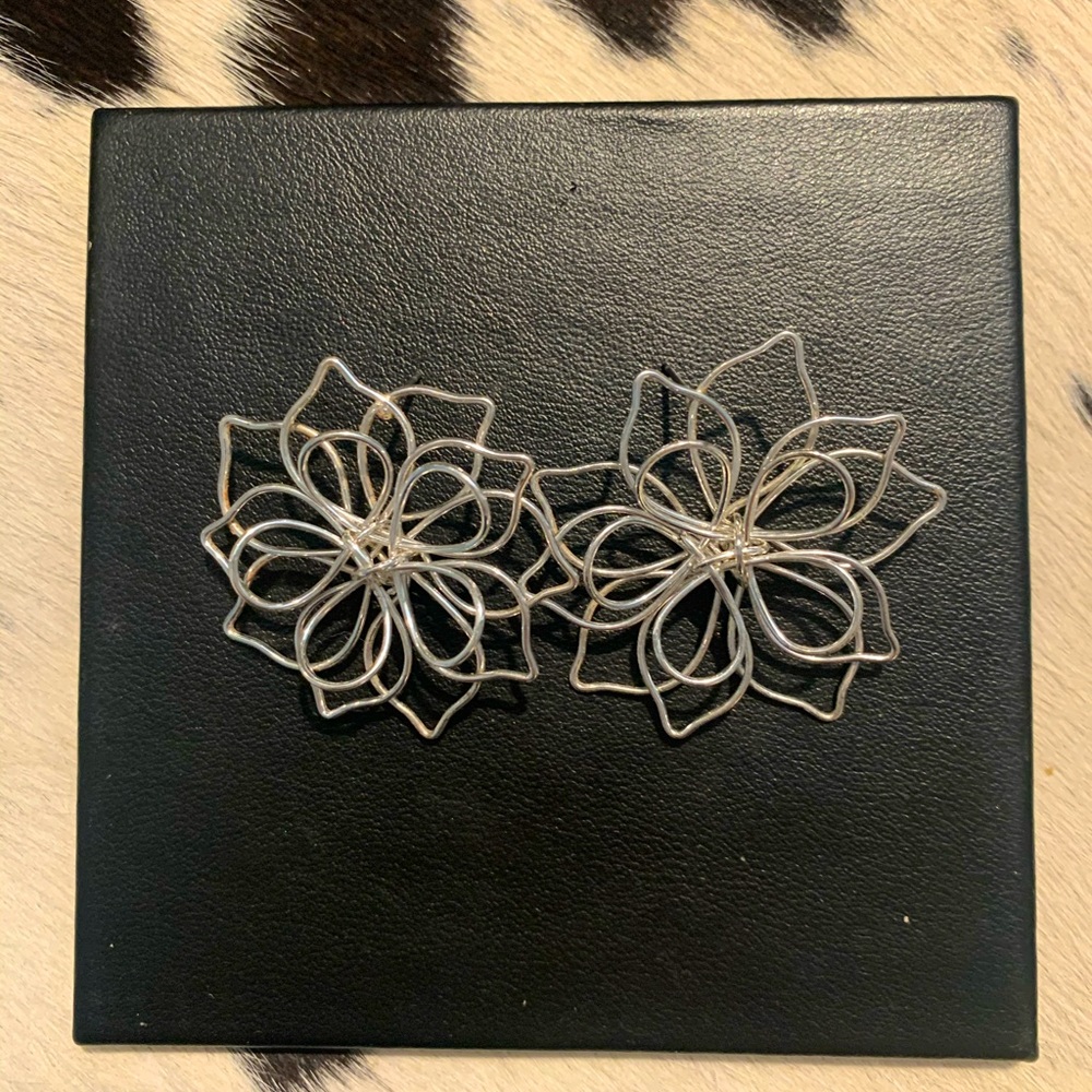 Beautiful silver flower earrings